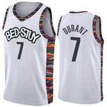 RL Nets 7# Durant Basketball Clothes, Basketball Sports Vest, Mesh Breathable Jerseys Shorts, Sleeveless T-Shirt(S-2XL),Aa/White,S
