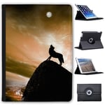 Fancy A Snuggle Howling Wolf At Full Moon - Orange Faux Leather Case Cover/Folio for the Apple iPad 9.7" 5th Generation (2017 Version)