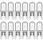 12-pack G9 Halogenlampor 33W 230V 2800K Varmvitt 380lm Klar Kapsel Halogenlampor Dimbar Ingen Blixt Ingen Flimmer