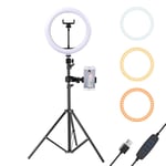 10" selfie ring light with tripod stand ring light for phone 3 Color Modes and 10 Brightness selfie light