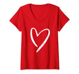 Womens Cute Heart Valentines Day Red V-Neck T-Shirt