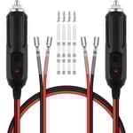 Cigarettändaruttag Hane Adapter, 2st 28cm 16 AWG Cigarettändaruttag 12V 24V, med 10A/15A säkringar och LED-ljus för bilväxelriktare Luftpump Elkopp bilbil 28cm