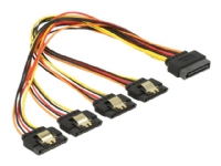 Delock - Förlängningskabel för ström - SATA-ström (hane) spärrad till SATA-ström (hona) metallklämma - 30 cm - svart, gul, röd, orange