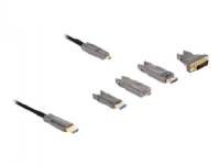 Delock - High Speed - HDMI-kabel - 19 pin micro HDMI Type D hann til HDMI hann - 10 m - hybridkobber / fiberoptikk - svart - aktiv, 8K 60Hz støtte, 5 in 1