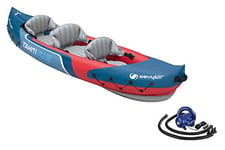 Sevylor Tahiti Plus Two + One Man Canadian Canoe Inflatable Sea Kayak, Blow Up Kayak Incuding Electric Air Pump, Pressure Gauge and Repair Set