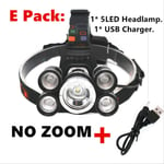 HSZH 50000lm Xm-t6x3 Led Headlight Zoom Flashlight Torch Headlamp Use 2 * 18650 Battery/ac/car/usb/charging Have Battery E Packing