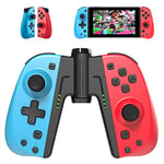 Hohhon Replacement Controllers for Nintendo Switch Joycon with Middle Grip, Programmable Button, Turbo, Motion Control & Dual Shock, Alternative Joy Pad to Switch and Switch Lite Remote (Red/Blue)