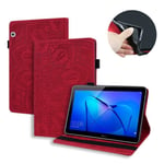 Étui pour tablette Huawei MediaPad T5 10.1 Housse Avec porte-stylo et fente pour carte, support - Rouge