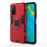 TANYO Case for Xiaomi MI 10T / MI 10T Pro, TPU/PC Shockproof Phone Cover with 360° Kickstand, Armor Bumper Protective Shell Red