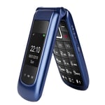 Uleway Big Button Mobile Phone for Elderly, Sim Free Unlocked Flip Phone, Pay As You Go Basic Mobile Phone with SOS Button, FM Radio, Speed Dail, Easy to Use for Senior (2G-Blue)