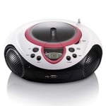 Bärbar FM-radio CD- och USB-spelare Rosa