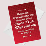 Valentines Card For Boyfriend Girlfriend DREAMS CAME TRUE Husband Wife Card