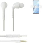 Headphones for Oppo Reno8 Lite 5G headset in ear plug white