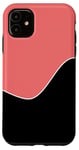 Coque pour iPhone 11 Motif géométrique bicolore corail clair et noir