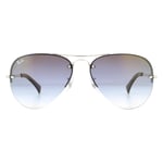 Aviator Silver Clear Blue Grey Gradient Sunglasses