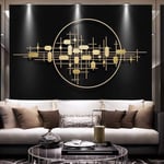 Metal Wall Decor Golden circles with Many criss-cross lines Wrought iron wall sculpture Light luxury texture Metal Wall Art Living Room Sofa Background Wall Hanging