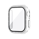 FVKOOG Étui pour Apple Watch 44 mm Série 6/5/4/SE avec Protection d'écran en Verre trempé, Cristal Diamant Strass Pare-Chocs Insert Rigide PC Mince Coque de Protection pour iWatch 44 mm, Transparent