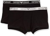Emporio Armani Underwear Men's Men's 2-Pack Silver Set Trunk Trunks, Black/Black,