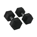 Hit Fitness Unisex Adult Hex Dumbbells, 12.5 kg, Black, Pair