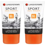 Lifesystems Sport Sun Cream 5-Star UVA Protection Highly Waterproof And Sweat Resistant For Running Swimming Triathlon, White, 100ml (Pack of 2)
