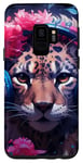 Coque pour Galaxy S9 Cute Anime Gamer Cheetah Gaming Casque Rose Fleurs Art