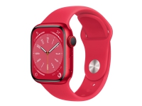 Apple Watch Series 8 (GPS + Cellular) - (PRODUCT) RED - 41 mm - röd aluminium - smart klocka med sportband - fluoroelastomer - röd - bandstorlek: standard - 32 GB - Wi-Fi, LTE, Bluetooth, UWB - 4G - 32 g