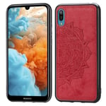 LLLi Mobile Accessories for HUAWEI Embossed Mandala Pattern Magnetic PC + TPU + Fabric Shockproof Case for Huawei Y6 Pro (2019) without Fingerprint Hole(Black) (Color : Red)