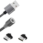 K-S-Trade Magnetic Charging Cable Sync Cable Data Cable Compatible With Samsung Galaxy A71 5G With USB Type C Connector And Micro USB Connector 2A Up To 480mbps
