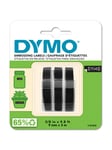 DYMO -tejp för etikettprägling | Rullar på 9 mm × 3 m | Vit utskrift på svart | Självhäftande | 3 st.