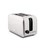 Haden Stoke Toaster 2 Slice - Brushed Stainless Steel Toaster - Adjustable Browning Control - Cancel/Defrost/Reheat Functions - Removable Crumb Tray - 750W