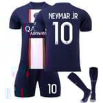 Paris 22/23 Neymar Jr fotbollströja T-shirts Shorts Set för barn Blue/White 26（10-11Years）