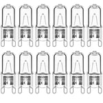 12-pack G9 Halogenlampor 33W 230V 2800K Varmvit 380lm, Klar Kapsel Halogenlampor Dimbar, Ingen Flimmer, Ingen Blinkning