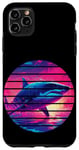 Coque pour iPhone 11 Pro Max Cercle rétro grand requin blanc océan eau violet coucher de soleil