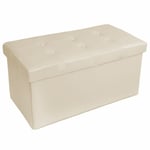 foldable space saving storage bench made of synthetic leather white 80x39x40 cm