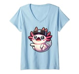 Womens Cute Axolotl Gamer Axolotl Kawaii Axolotl Anime VR Video gam V-Neck T-Shirt