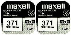 2 X Maxell 371 Cell Battery Watch Mercury Free Silver Oxide SR920SW