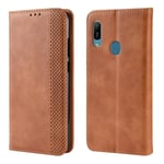 LLLi Mobile Accessories for HUAWEI Retro Crazy Horse Texture Horizontal Flip Leather Case for Huawei Y6 Pro (2019), with Holder & Card Slots & Photo Frame(Black) (Color : Brown)