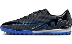 NIKE Men's Zoom Vapor 15 Academy Tf Sneaker, Black/Chrome-Hyper Royal, 12 UK