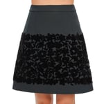 DOLCE & GABBANA Velvet Flower Virgin Wool Skirt Green Black IT 38 XS 07080