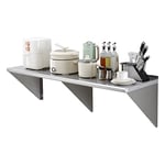 VEVOR 18" x 60" Stainless Steel Shelf, Wall Mounted Floating Shelving with Brackets, 450 lbs Load Capacity Commercial Shelves, Heavy Duty Storage Rack for Restaurant, Kitchen, Bar, Home, and Hotel