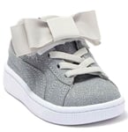 New Girls Puma Vikky v2 Ribbon Glitz Kids Trainer Shoe Silver UK 10 Infant