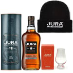 Jura 18 Year Old 70cl 44% ABV With Branded Nosing Glass & Beanie NEW