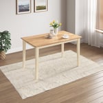 Salcombe Small Rectangular Solid Wood Dining Table With Cream Legs & Oak Effect Top