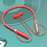 Écouteurs sans fil Bluetooth 5.3 Casque tour de cou Gaming Affichage LED Casque HIFI Sport TWS Écouteurs avec micro Carte TF-Rouge G01
