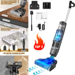 5800W Brushless Cordless Floor Steam Vacuum Cleaner & Scrubber 2.6AH Battery 90°