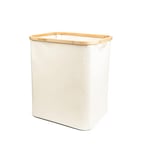Naturoom 60L Bamboo Storage Basket | Laundry Hamper, Folding Bamboo Frame Fabric Shelf Basket With Handles, Large Cube Organizer For Bathroom, Bedroom Dirty Clothes/Towels/Blankets/Toys Storage Bin
