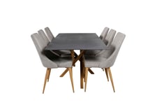 Venture Design Piazza & Leone matgrupp Grå/grå 6 st stolar & bord 180 x 90 cm