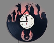LittleNUM Vinyl record wall clock Creative wall clock Home decoration Star Wars LED Wall Clock With wireless remote control Wall clock for Star Wars fans,StyleC