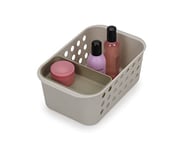 Joseph Joseph EasyStore - Bathroom essentials Storage Basket Organiser with Moveable tray, Small- Ecru