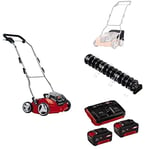 Einhell Power X-Change 36V Cordless Lawn Scarifier and Aerator With Battery (x2) and Charger - Brushless Motor, 35cm Raking Width, Depth Adjustment, Stainless Steel Blades - GE-SC 35/1 Li Kit